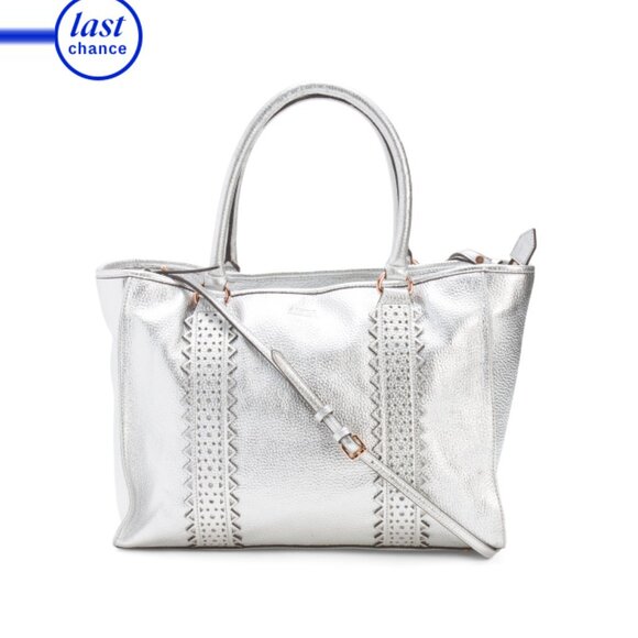 AIMEE KESTENBERG Silver Metallic Leather Milan Tote